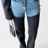 Jeans Mijie taille haute avec patchwork et jambe droite