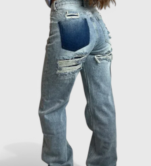 Jeans Roxy Vintage Effilochés Taille Haute