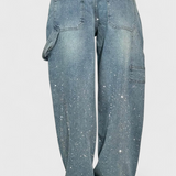 Jeans Cargo Dariya Balloon avec Brillance et Applications de Pierres Précieuses