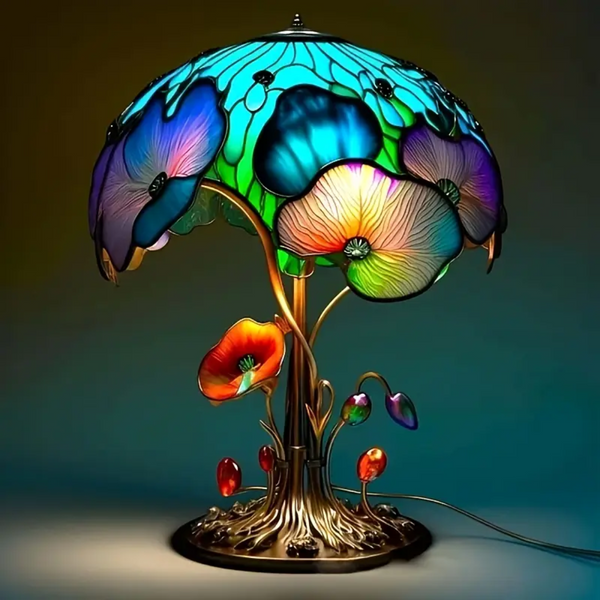 Lampe boho florale avec champignons