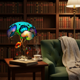 Lampe boho florale avec champignons
