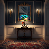 Lampe boho florale avec champignons