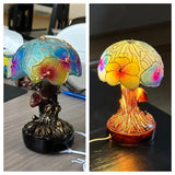 Lampe boho florale avec champignons