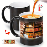 Tasse thermique en céramique magique avec design de bibliothèque