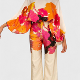 Sybella Ensemble de Deux Pièces avec Épaules Dégagées et Pantalons Amples Imprimés