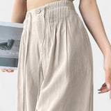 Ilyana Pantalons Taille Haute et Jambe Large