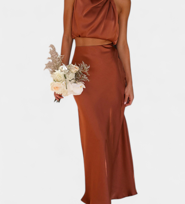 Hanna Ensemble Drapé de Jupe Sans Dos