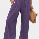 Pantalon Alexia en Coton et Lin avec Coupe Fluide et Élégance Naturelle