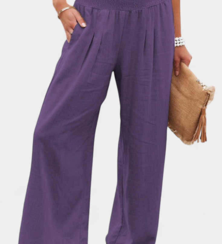 Pantalon Alexia en Coton et Lin avec Coupe Fluide et Élégance Naturelle