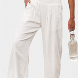 Pantalon Alexia en Coton et Lin avec Coupe Fluide et Élégance Naturelle