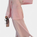 Zelda Ensemble Chemise Décolleté en V et Jupe avec Fente