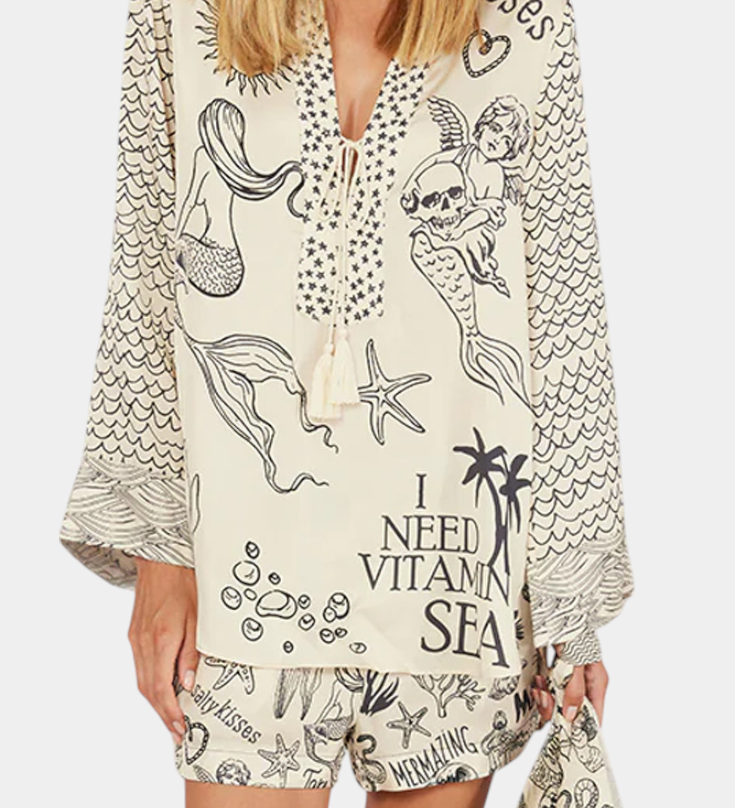 Ensemble Amalia Chemise Imprimée avec Short Élastique