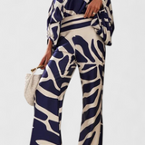 Sybella Ensemble de Deux Pièces avec Épaules Dégagées et Pantalons Amples Imprimés