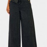 Ludovica Ensemble en Denim avec Gilet Ajusté et Jeans à Jambes Larges