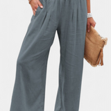 Pantalon Alexia en Coton et Lin avec Coupe Fluide et Élégance Naturelle