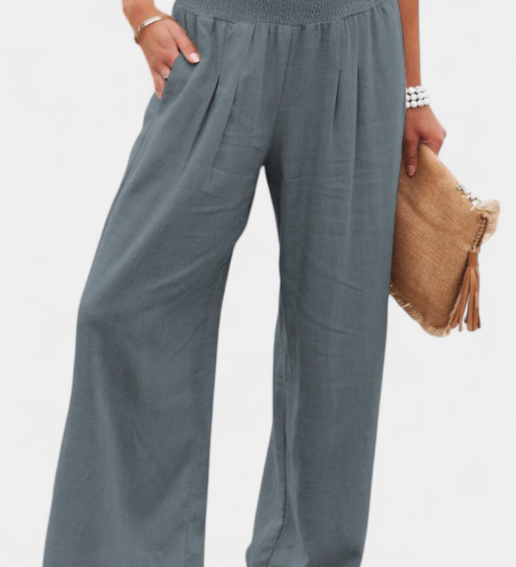 Pantalon Alexia en Coton et Lin avec Coupe Fluide et Élégance Naturelle