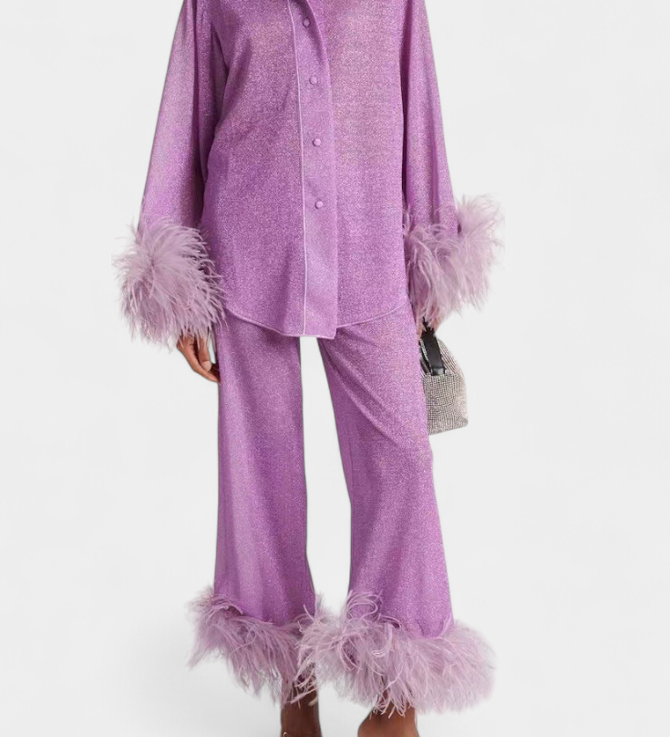 Polina Ensemble de Deux Pièces avec Collier en Plumes