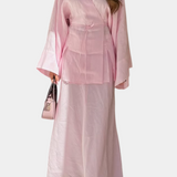 Zelda Ensemble Chemise Décolleté en V et Jupe avec Fente