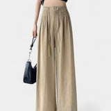 Ilyana Pantalons Taille Haute et Jambe Large