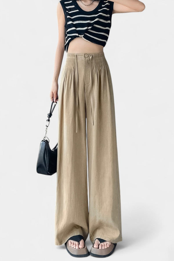 Ilyana Pantalons Taille Haute et Jambe Large