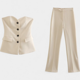 Ensemble Paesha Relaxé sans Manches et Jambes Amples