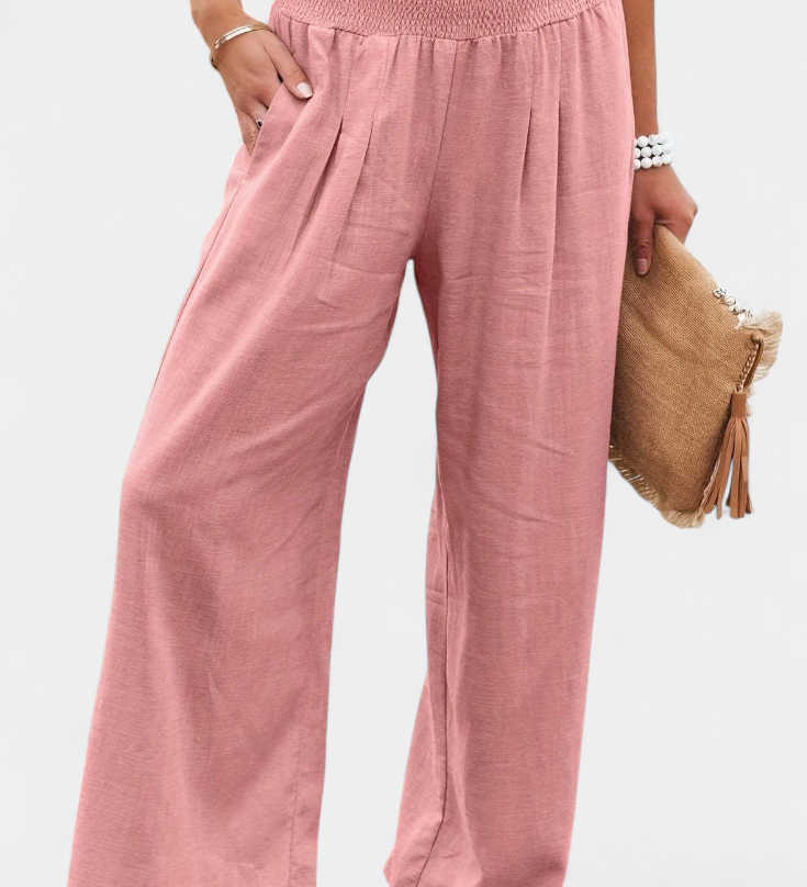 Pantalon Alexia en Coton et Lin avec Coupe Fluide et Élégance Naturelle