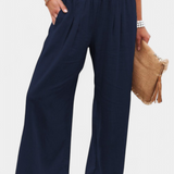 Pantalon Alexia en Coton et Lin avec Coupe Fluide et Élégance Naturelle