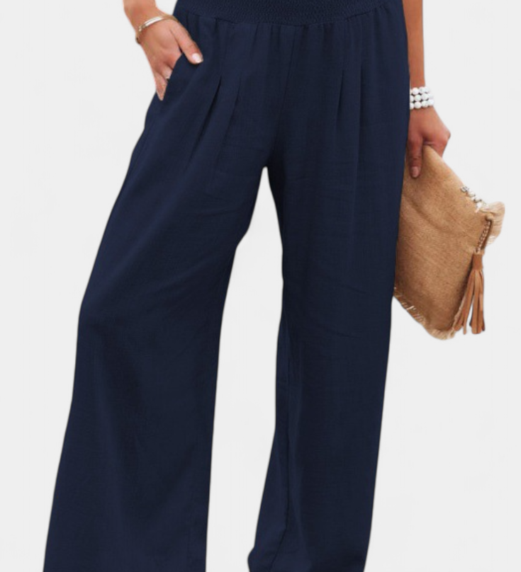 Pantalon Alexia en Coton et Lin avec Coupe Fluide et Élégance Naturelle