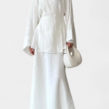 Zelda Ensemble Chemise Décolleté en V et Jupe avec Fente