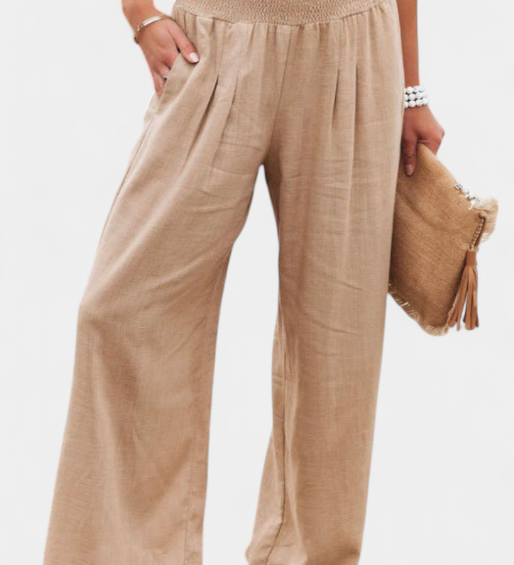 Pantalon Alexia en Coton et Lin avec Coupe Fluide et Élégance Naturelle