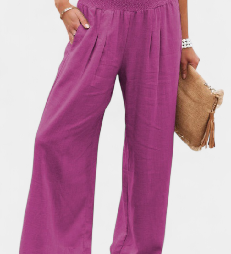 Pantalon Alexia en Coton et Lin avec Coupe Fluide et Élégance Naturelle