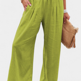 Pantalon Alexia en Coton et Lin avec Coupe Fluide et Élégance Naturelle