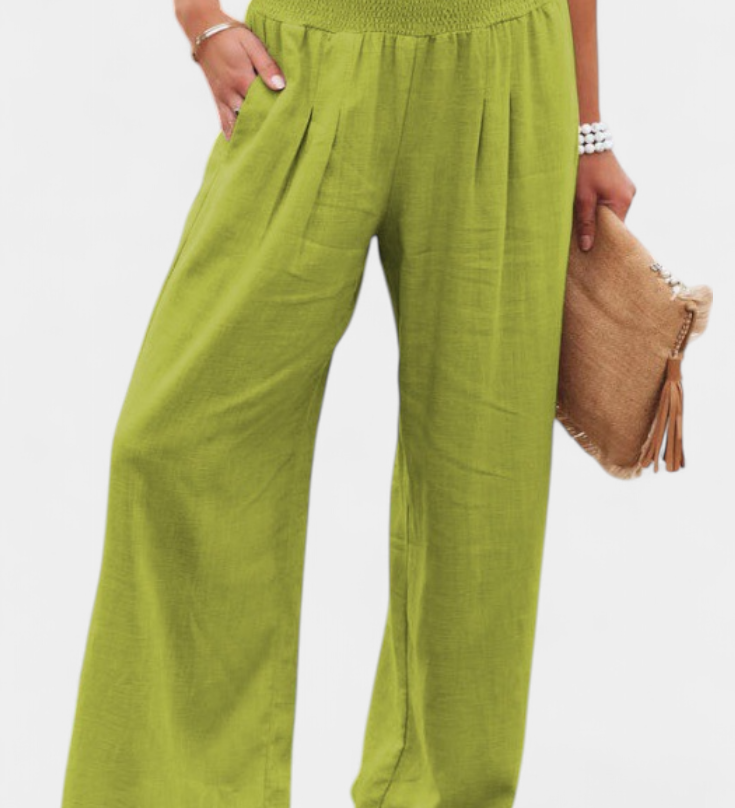 Pantalon Alexia en Coton et Lin avec Coupe Fluide et Élégance Naturelle