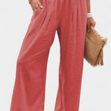 Pantalon Alexia en Coton et Lin avec Coupe Fluide et Élégance Naturelle