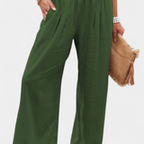 Pantalon Alexia en Coton et Lin avec Coupe Fluide et Élégance Naturelle