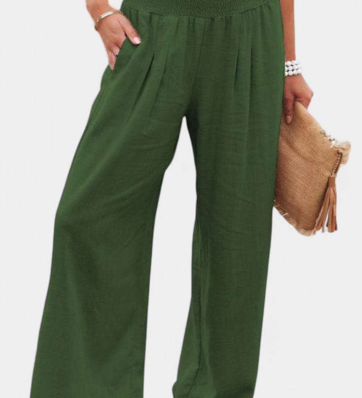 Pantalon Alexia en Coton et Lin avec Coupe Fluide et Élégance Naturelle