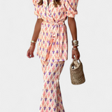 Ensemble Araceli Imprimé avec Blazer et Pantalon Évasé