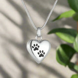 Pendentif avec Mémorial de Pattes et Cœur – Pendentif d'Urne en Acier Inoxydable