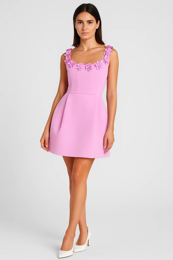 Robe Femme | Courte | Romantique | encolure ornée pour Été