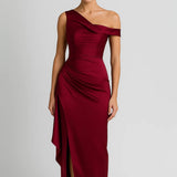 Robe longue Femme | asymétrique & fente | ligne sculptante pour Été