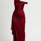 Robe longue Femme | asymétrique & fente | ligne sculptante pour Été