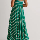 Robe Femme maxi | Graphique fluide | rayures verticales pour Été