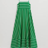 Robe Femme maxi | Graphique fluide | rayures verticales pour Été