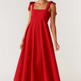 Robe Femme | Midi | Féminine | bretelles nouées pour Été