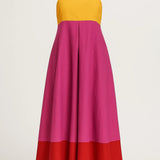 Robe Femme midi | Contemporain fluide | empiècement contrasté pour Été