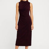 Robe Midi Femme | drapée | silhouette ajustée élégante pour Mi-Saison