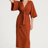 Robe Femme | Midi | Décontractée | ceinture nouée pour Mi-Saison