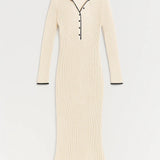 Robe Femme | Robe Tricotée à Col Contrasté | Élégante et Confortable