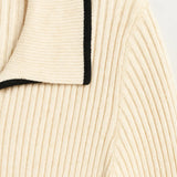 Robe Femme | Robe Tricotée à Col Contrasté | Élégante et Confortable