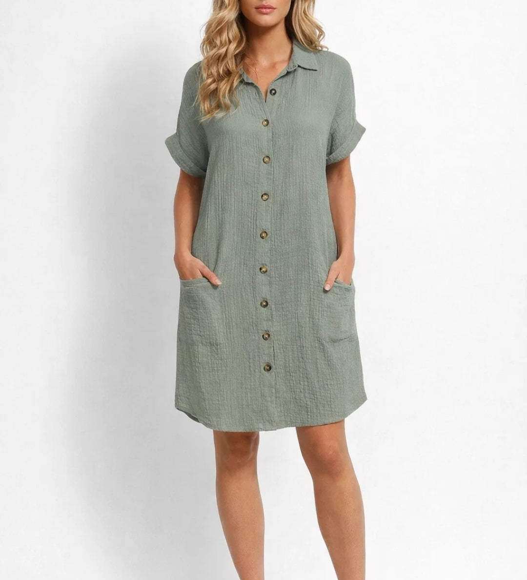 Robe courte Femme | style décontracté | boutonnage frontal pour Été